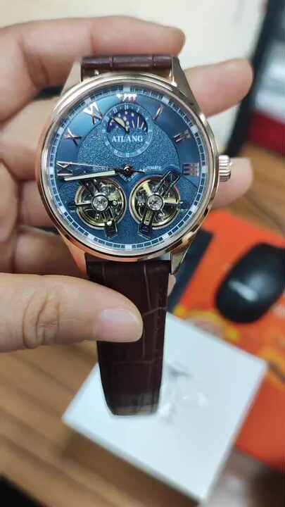Ailang Orologio Automatico Uomo Con Doppio Bilanciere - Movimento Meccanico A Carica Automatica, Cassa Acciaio 42mm, Quadro Scheletrato, Impermeabile 30m