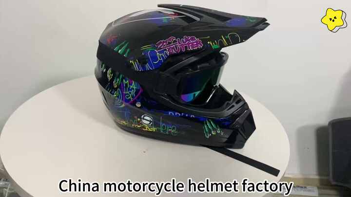 chinese motorcycle helmets wholesale China Factory Wholesale New Full Face Motorcycle Helmets ABS Off-road with  Quick Release Closure and Adjustable Size