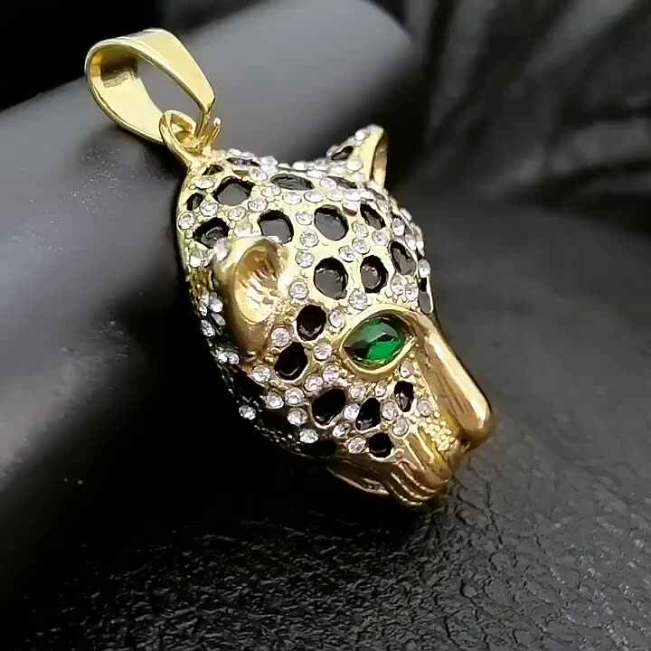 Chunky Leopard Cuban Chain Choker - 14K Gold Plated Animal Print Necklace With Faux Diamonds For Women & Men