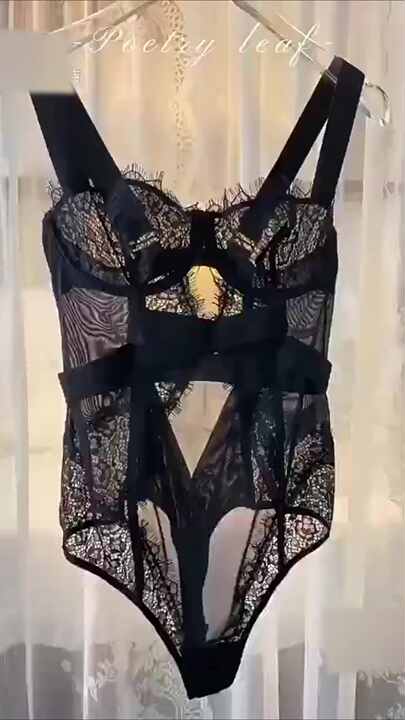 Saashi Charming Lace Mesh Teddy Deep V Open Crotch Halter