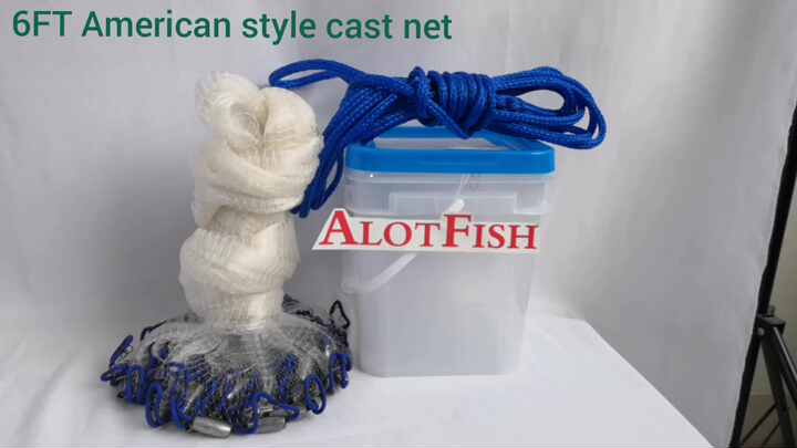 AlotFish 6FT 10mmsq 3/8" Double Knot Environmental Sinkers 0.75lb 100%  Nylon Plastic Drawstring Ocean Boat Fishing Cast Net