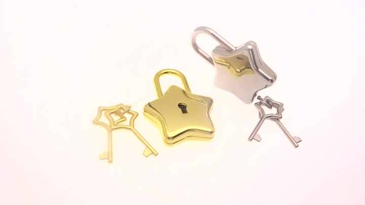 Gold Tone Star Collar Padlock with Keys - Wholesale Available