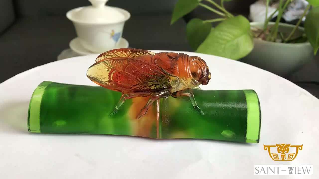 Crystal Glass Liuli Cicada Paperweight Penrack Decorative Accessories