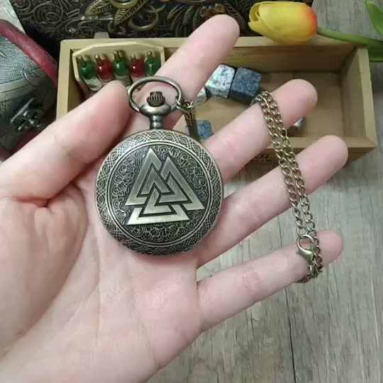 Norse Mythology Viking Symbol Pendant Necklace Vintage Bronze