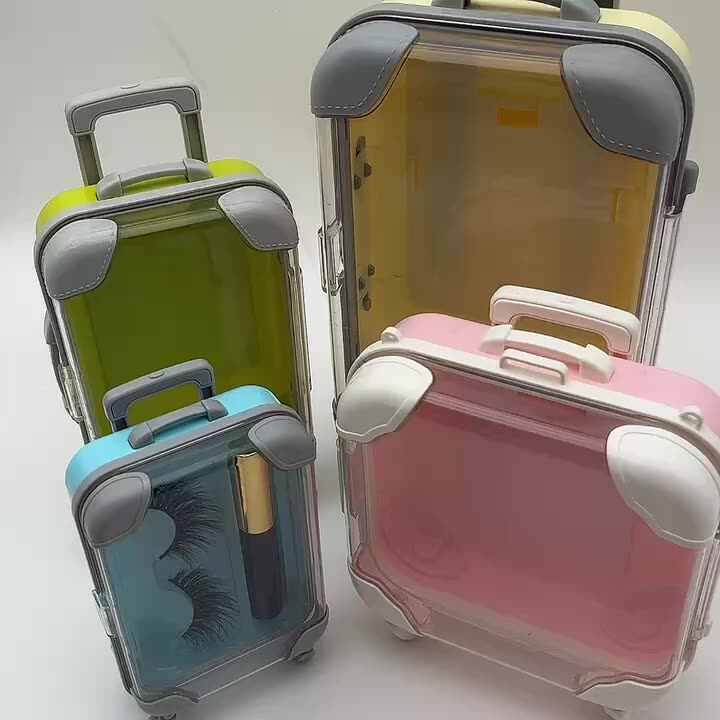 False Eyelashes Storage Box Lashes Luggage False Lashes Packaging Box Candy  Suitcase Mini Trolley Empty Case Makeup Tools