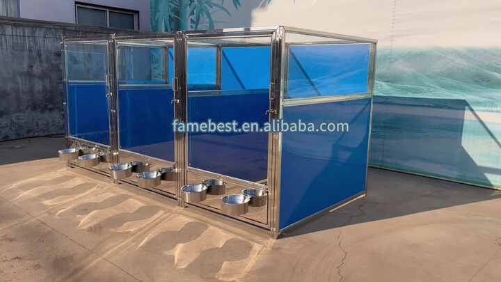Heavy Duty 304 Stainless Steel Dog Grooming Cage Large Outdoor Pet Kennel  with Solid Pattern and Button Closure
