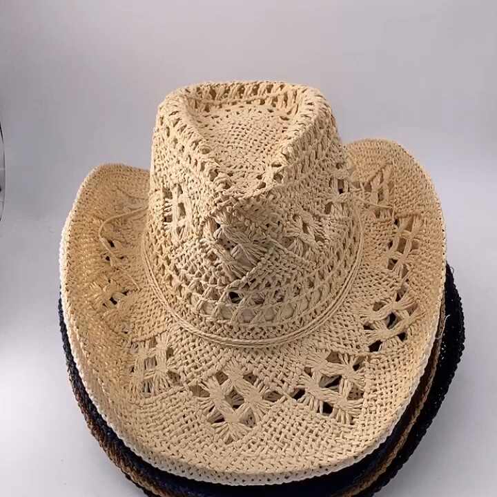 Custom Hollow Out Straw Cowboy Hat for Men Women ODM