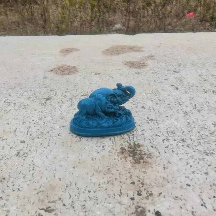 Feng Shui Blue Elephant Statue for Protection & Decor