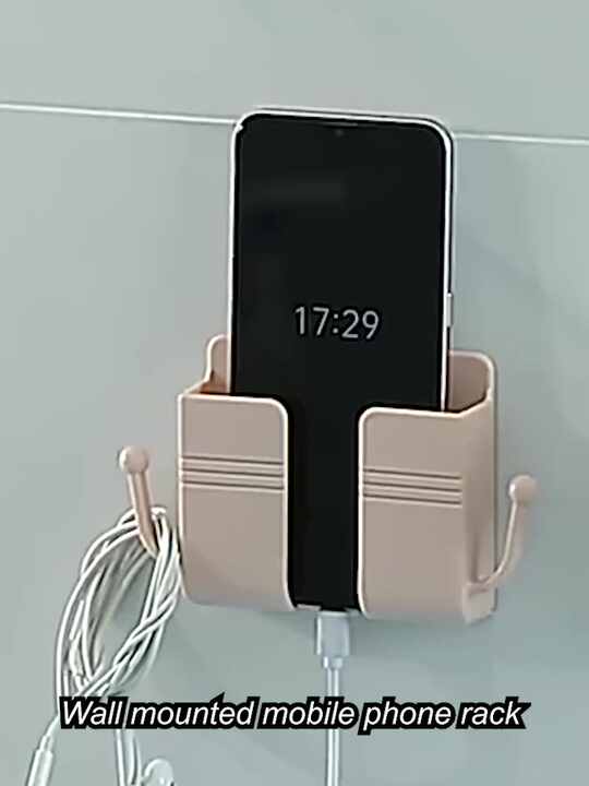 Wall Mounted Mobile Phone Holder with Self Adhesive for Bathroom Bedroom  Kitchen Charger Stand Remote Control Storage Box