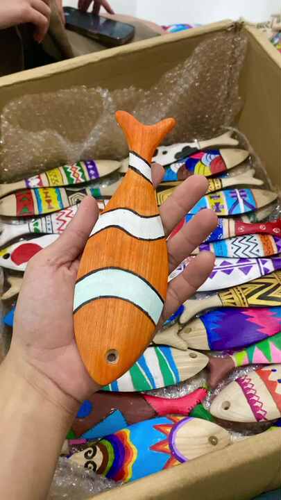 Set Of 50 Colorful Wood Fish Embellishments - For Crafts, Christening, Party Decor - View #9
