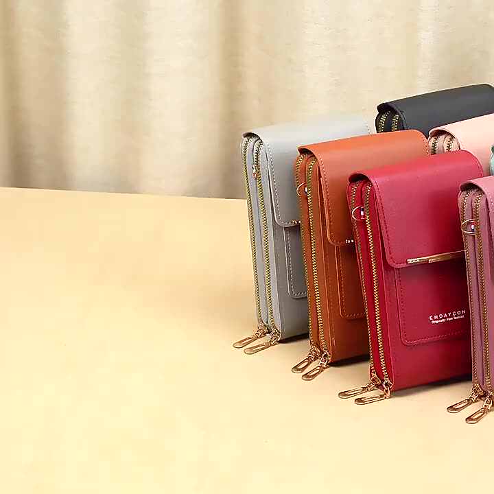 Anti-theft Women's Leather Crossbody Bag with Touch Screen