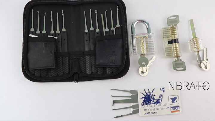 17 teiliges Schlosser Pick Werkzeug Lock Pick Set mit transparentem Übungs Vorhä