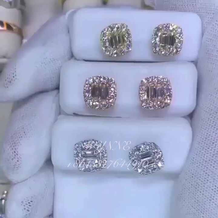 Luxury Mens Top D/VVS Moissanite Diamond 14K Solid Gold Stud  Earrings for Men