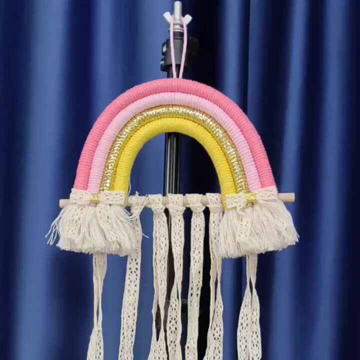 Organizer Per Fiocchi E Fasce Per Capelli NICENEEDED: Appendiabiti Decorativo A Forma Di Arcobaleno Con Nappe, Per La Cameretta Delle Bambine (75x30 Cm)