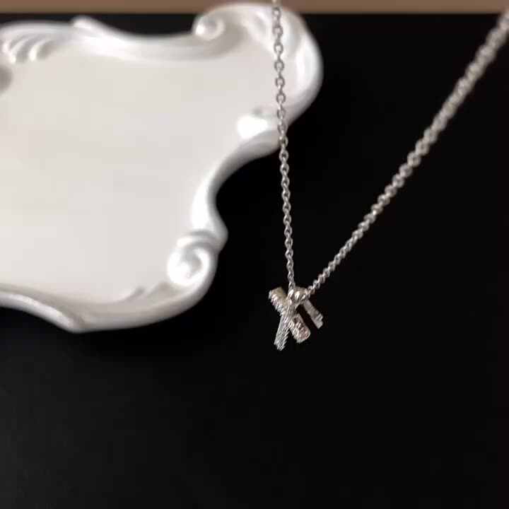 Exquisite Small Dainty Cross Pendant Necklace Full Crystal Zircon