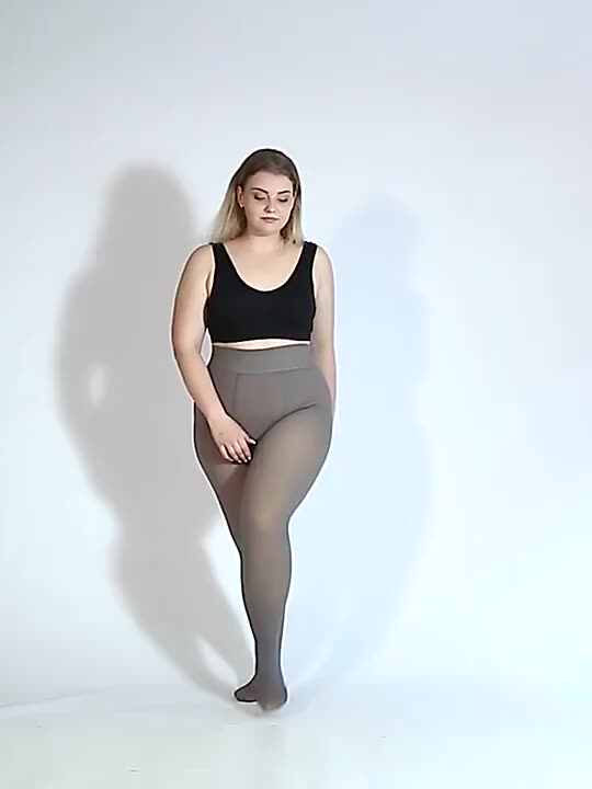 Fleece Leggings Plus Size Skin Tone Tights Fake Translucent Fleece