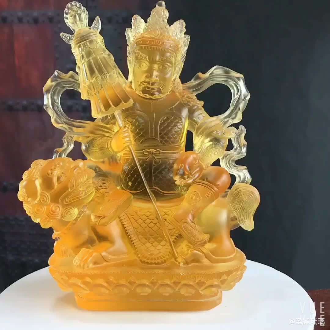 Glass Home Decor Tibetan Buddha Statue Lion Zambala God Of Wealth