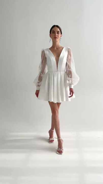 Mily Bridal SW043 Elegant a Line Tulle Short Prom Dress V Neck Wide  Shoulder Straps with Appliques Formal Bridal Gown