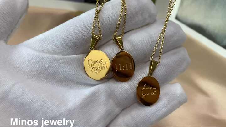 Coin Necklace Jewelry Made From Handwriting Engraved Handwritten