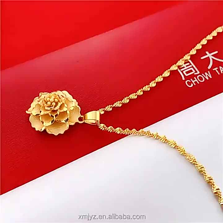Gold Plated Women's Necklace Jewelry Japan and South Korea Fashion Gilded  3D Craft Flower Pendant Clavicle Necklace Wholesale