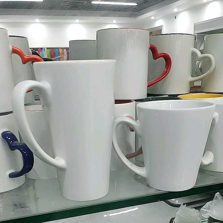 17oz Cone Shaped White Latte Ceramic Sublimation Blanks Enamel Coffee Mugs  Supplier Wholesale