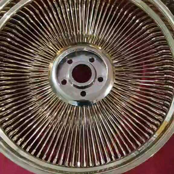 18x8 ゴールドメッキ 100スポーク スチールワイヤー センターロック