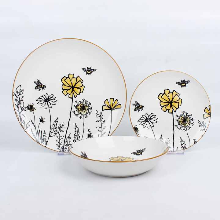 Ceramic Dishes Set Kitchen Custom Logo Print Bowl 20pcs Set Pad Print  Ceramic Plates Sets Dinnerware Tableware Soup Plate