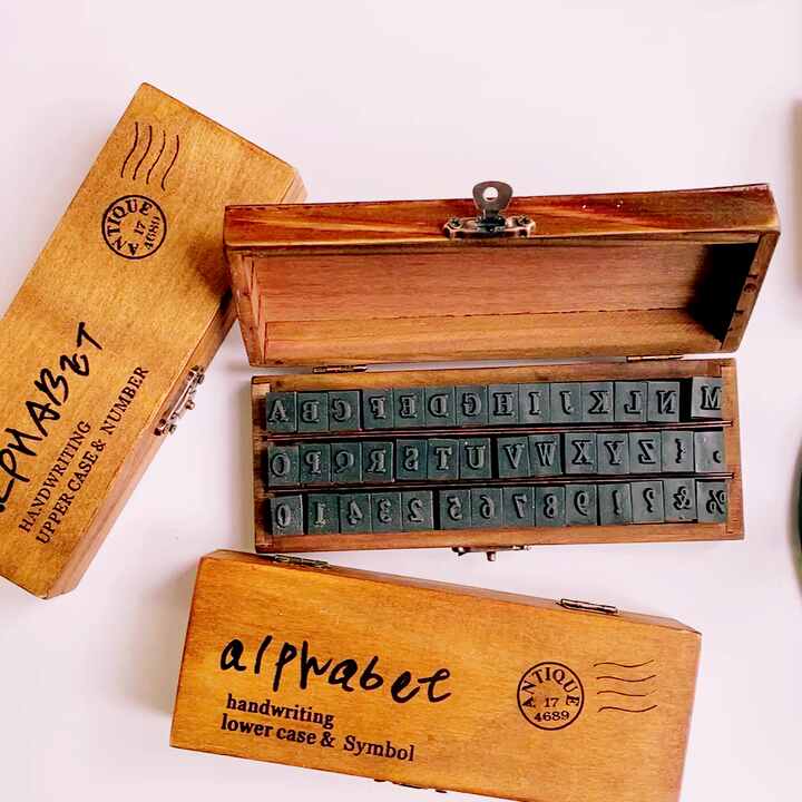 42 Pcs Vintage Wooden Craft Box - Classic Capital Letters