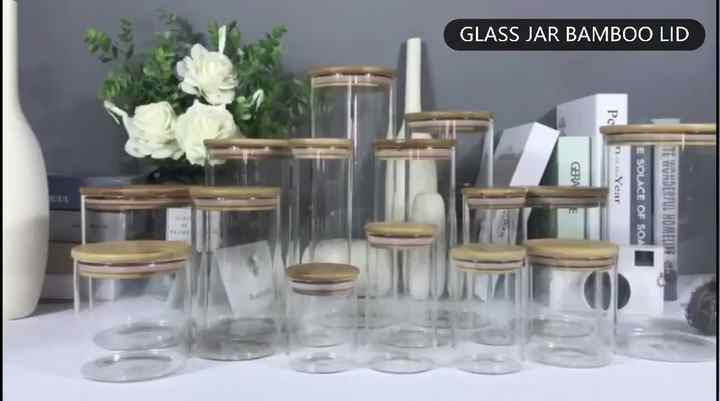 oz Clear Glass Spice Jars Set Bamboo Lids 4OZ Wood Storage