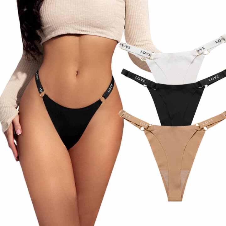 Women's Ultra-Thin Seamless Micro Mini G-String Thong Sexy Low-Rise Nylon  Panties with Deep V Butt Plug Lingerie