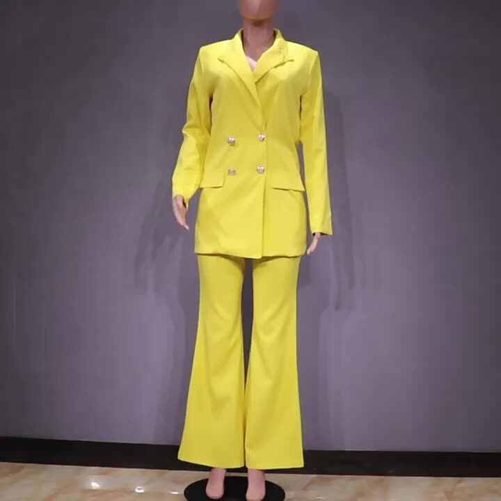 Nuevo Traje de Otoño para Mujer, Traje Casual de Color Sólido, Pantalones  Anchos, Conjunto de Dos Piezas, Ropa de Mujer 2023