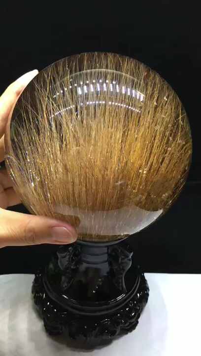 最高級天然水晶玉球体 銅金ルチル ゴールデンルチル玉球体 ホーム