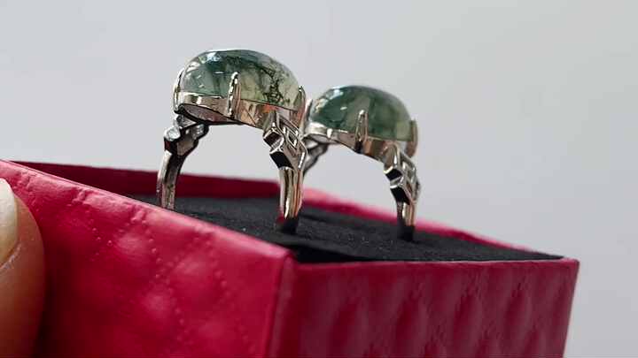 Moss Agate Gemstone Copper Holder Inlay Ring Wholesale