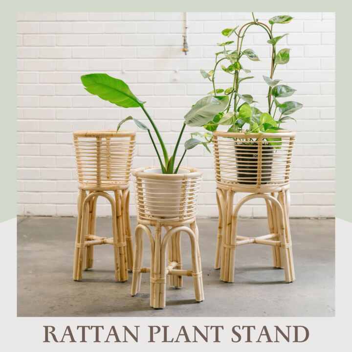 Rattan Natural Wicker Woven Plant Durable Stand Indoor and Outdoor Home and  Garden Decoration
