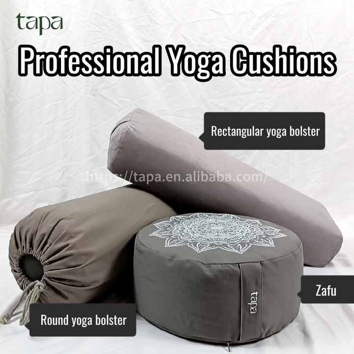 Wholesale Yoga Bolster Round Cotton Linen Suede Covers With Strap For Stretching Body Shaping