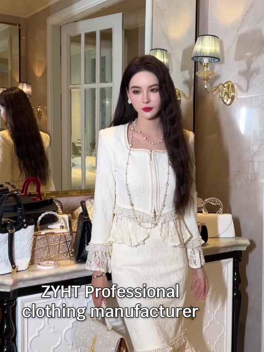 Lace Beaded Midi Blazer Skirt Set For Women Piece Skirt Suit
