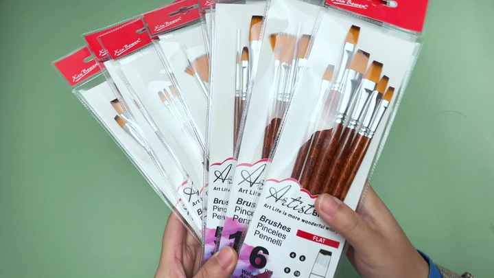 Xin Bowen Flat Head 10PCS Art Materials Paint Brushes Kit for