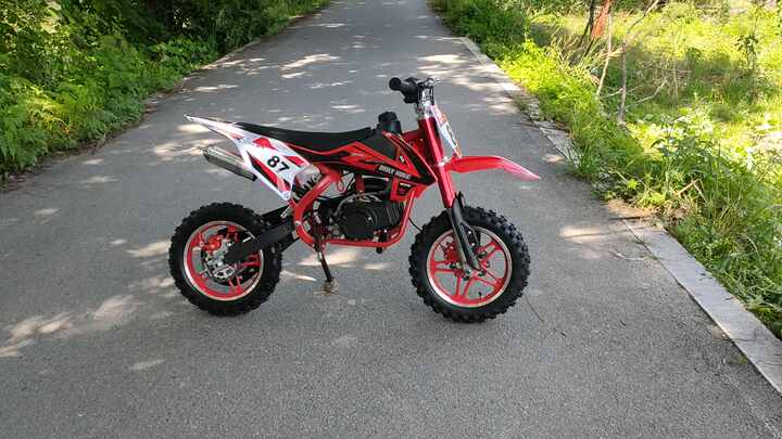 49cc Kids Dirt Bike Gas Powered - 2 Stroke Mini Motorcycle With Disc Brakes & Shock Springs For Off-Road (Red)
