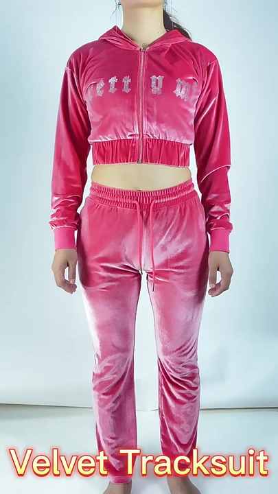 2025 Best Seller Women's Velour Tracksuit Hooded 100% Cotton