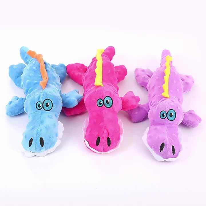 Cute Crocodile-Shaped Linen Dog Plush Toy Eco-Friendly Squeak