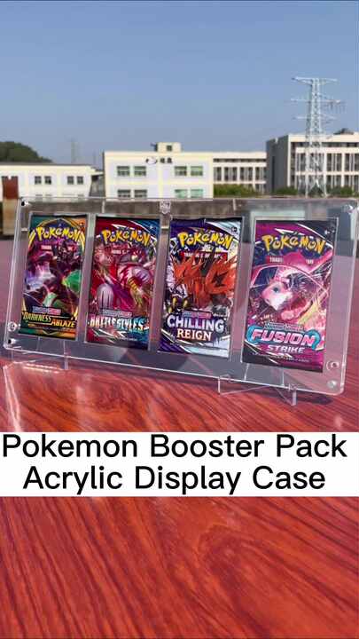 RAY YI Free Sample booster packs case magnetic acrylic pokemon booster pack  For 4 Slot acrylic pokemon card pack display case