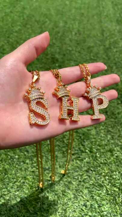 Mini A-Z Zircon Crown Initial Letters Chain Necklaces Pendant for Men Women  Gold Chain Cubic Hip Hop Charm Jewelry Gifts