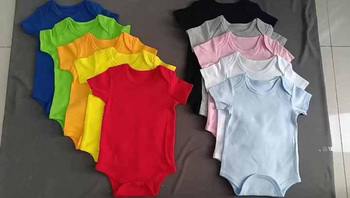 Wholesale Baby Clothes Boys 0-3 Month Short Sleeve Baby Onesie 100% Cotton  Plain Baby Romper
