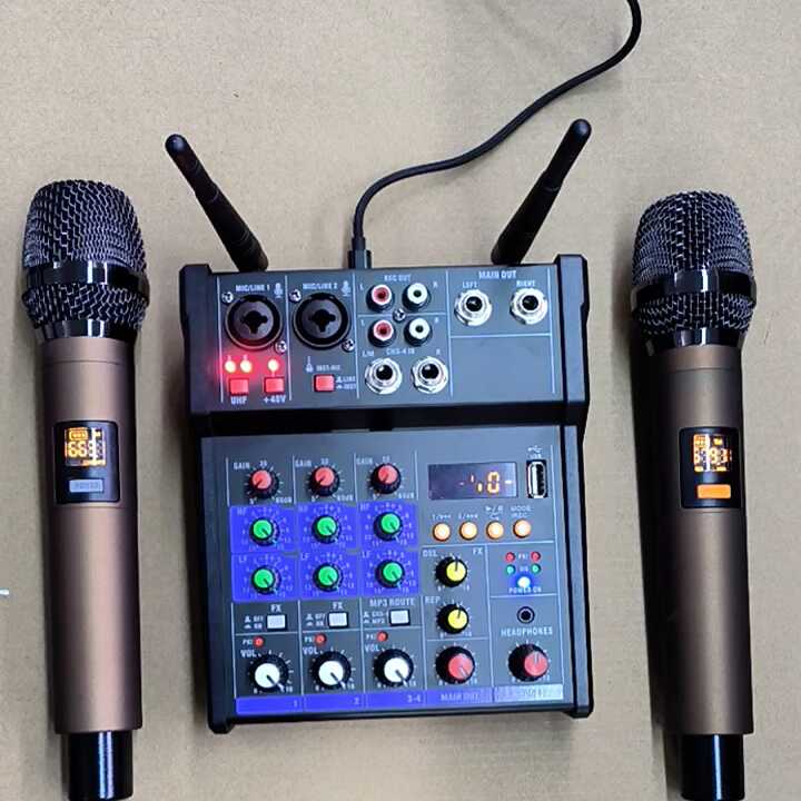 KAIKA-Micrófono inalámbrico portátil G4- M1 para exteriores, mezclador de  audio USB con efecto MP3 digital en vivo para red doméstica