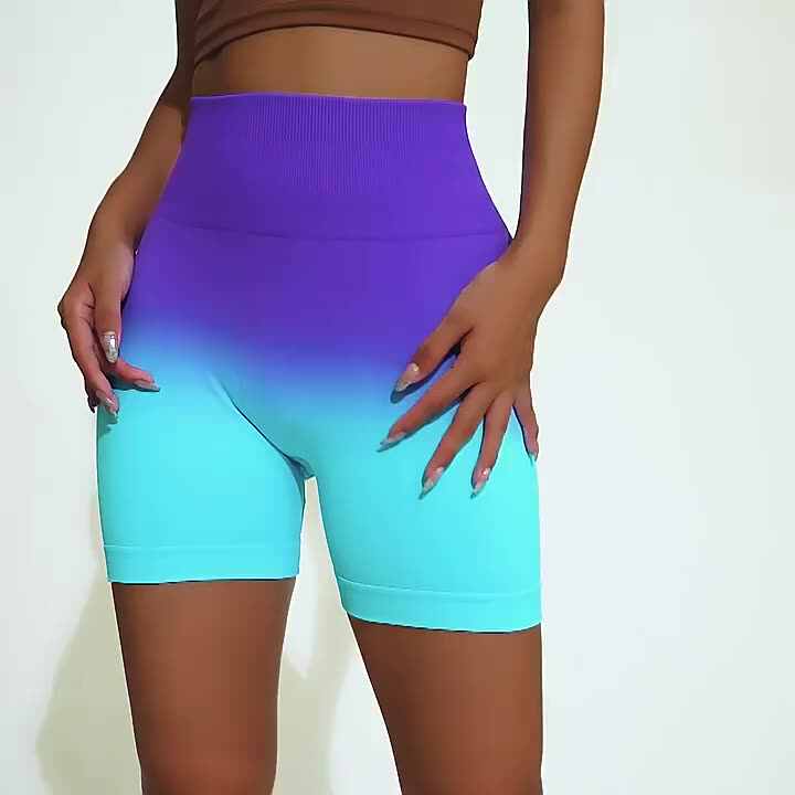 Shop Our New Gradient Seamless Yoga Shorts High Waist, Stretch