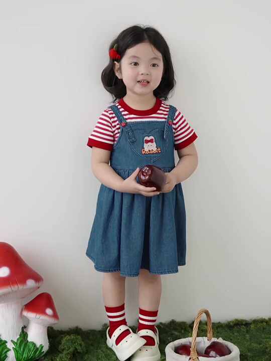 YOEHYAUL X4320 Eco-Friendly 100%cotton Jeans Dress for Girls