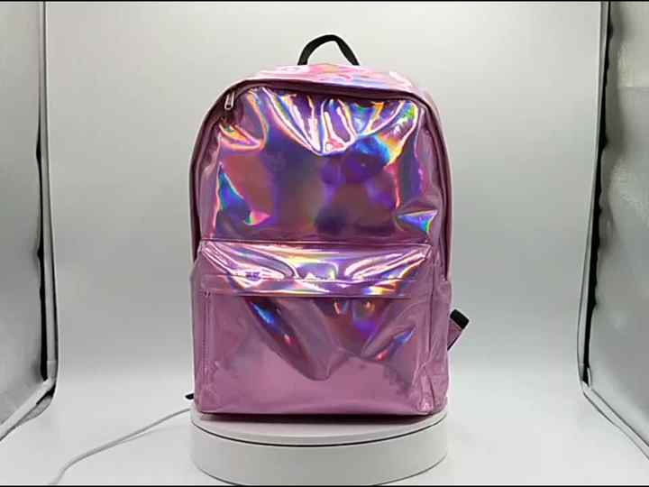 Rainbow Backpack School Bag Glitter Print Minimalist 