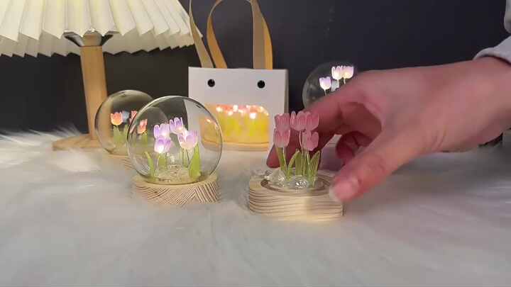 DINOWIN Tulipano Luci Notturne DIY Tulip Fiore Lampada Kit per Ragazze LED Lampada da Comodino Arti e Mestieri Camera da Letto Ornamenti per Bambini Compleanno Natale (20 Tulipani, Blu