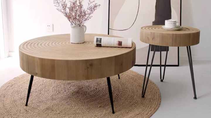 Japanese Vintage Minimalist Style Wooden OAK Round Table