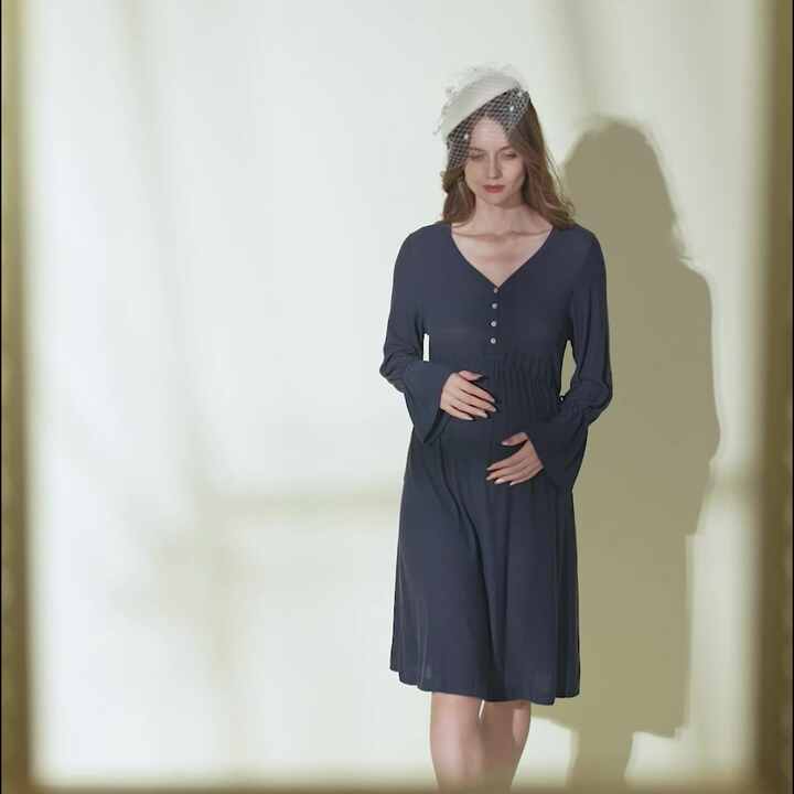 OEM Factory Women Pregnancy Clothes Women Fashion Winter Plus-Size Navy  Maternity Dresses for Women's Clothing